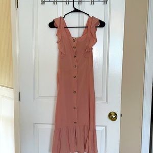 Pink button down midi dress size small